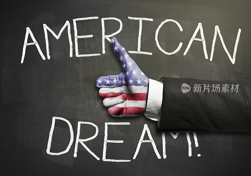 美国梦:美国国旗多于大拇指手势/国旗概念(点击查看更多)